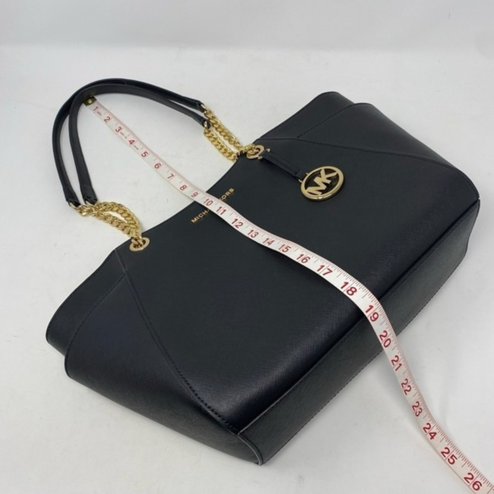 Michael Kors Womens Jet Set Travel Handbag Black Leather‎ Shoulderbag Tote Large - Picture 10 of 15